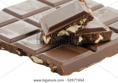 Closeup Detail Of Chocolate With Almods Parts