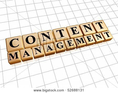 Content Management In Golden Cubes - Internet Concept
