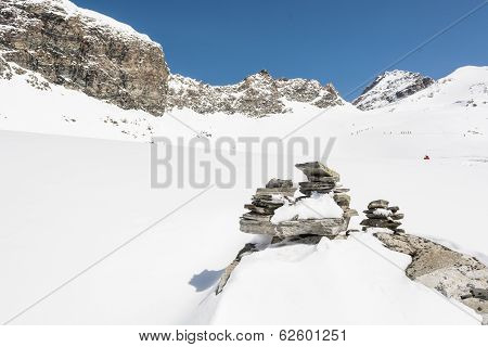 Pyramid Build From Stones On A Mountain Slope