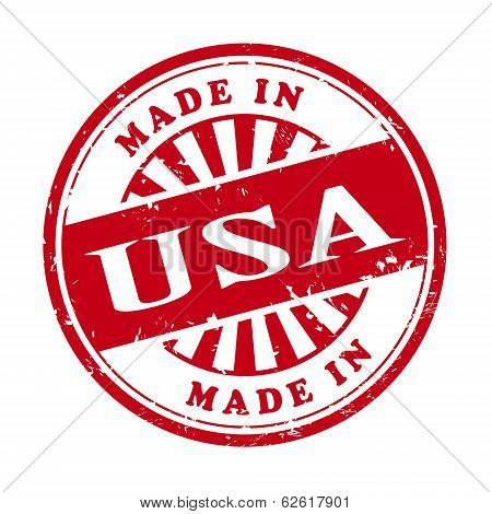 Made In Usa Grunge Rubber Stamp