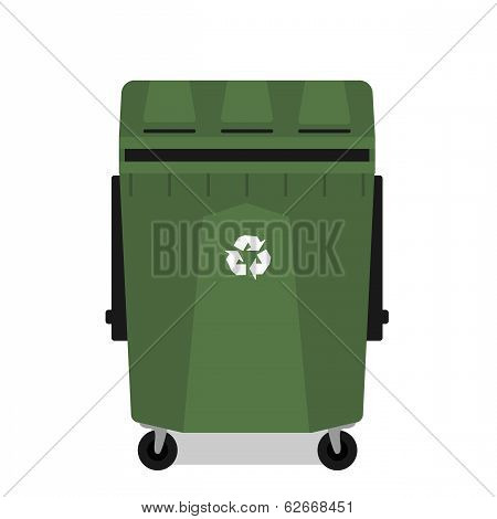 Wheeled garbage can with recycling symbol empty