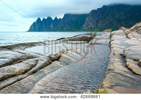 Summer Senja Coast (jagged Ersfjord, Norway, Polar )