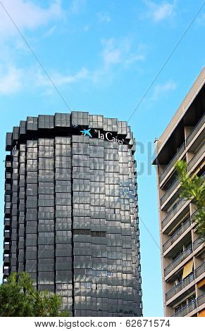 The Skyscrapers Of La Caixa Headquarters Complex On Avinguda Diagonal