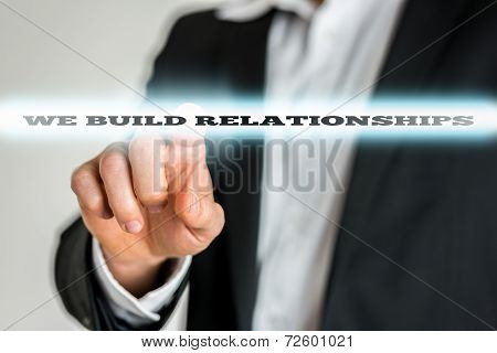 Man Touching Screen With Relationship Slogan