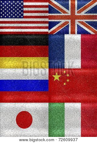 G8 Grunge Style Flags Pattern