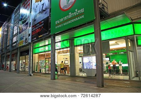People At Kasikornbank Branch In Bangkok