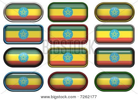 Doce botones de la bandera de Ethopia
