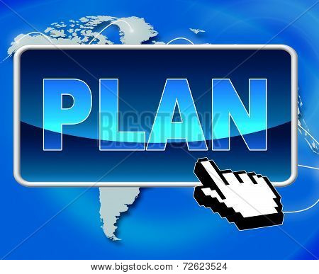 Plan Button Shows World Wide Web And Formula