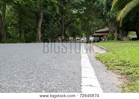 A street with white stripe