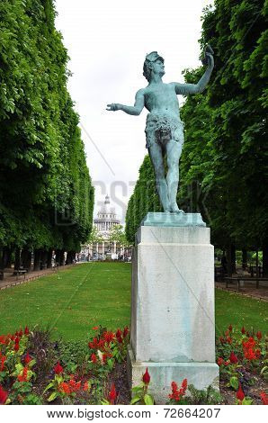 Bronze statue in a garden