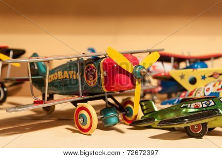 Vintage Tinplate Toys On Display At Homi, Home International Show In Milan, Italy