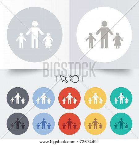 One-parent family with two children sign icon.