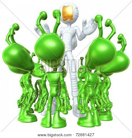 First Contact Astronaut Surrounded By Aliens