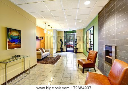 Modern Colorful Foyer. Residential Building.