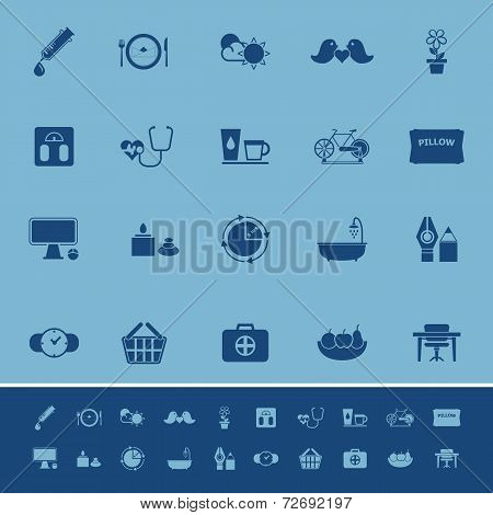 Health Behavior Color Icons On Blue Background