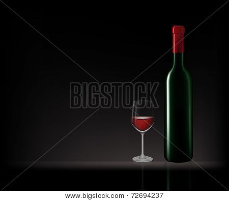 Bottles Of Red Wine In Dark Background