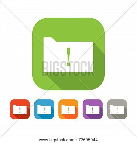 Color set of flat folder with warning sign