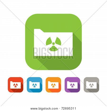Color set of flat folder with virus sign