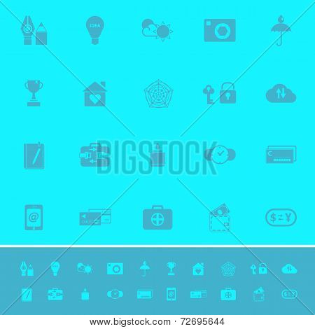 Insurance Sign Color Icons On Light Blue Background
