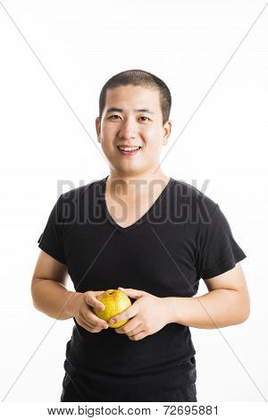 Young Asian Man Standing Isolated On White