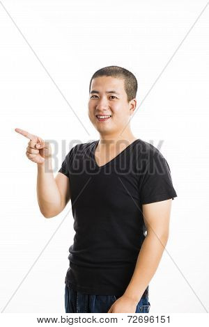 Young Asian Man Standing Isolated On White