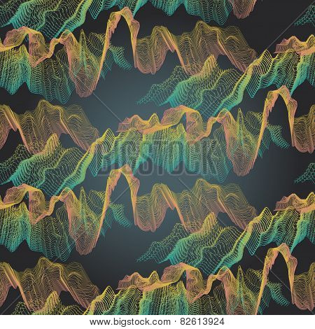 Abstract seamless dark pattern of radio waves