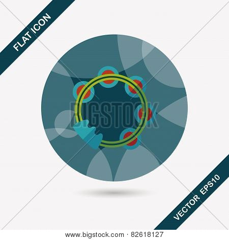 Tambourine Flat Icon With Long Shadow