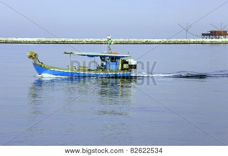 Fishing Boat In The Adriatic Sea In Italy