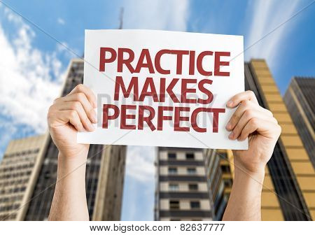 Practice Makes Perfect card with urban background