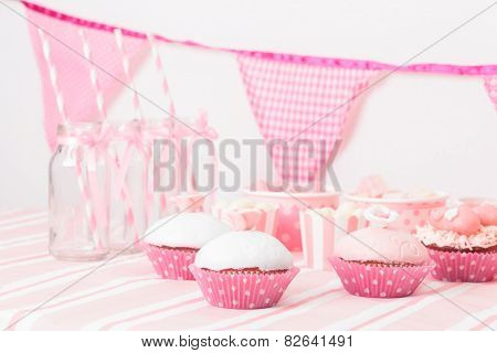 dessert table at girls birthday party