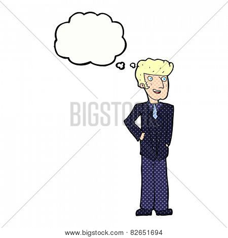 cartoon upperclass man with thought bubble