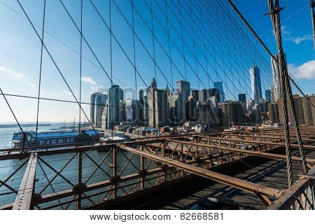 View of lower manhattan from Brooklyn bridge