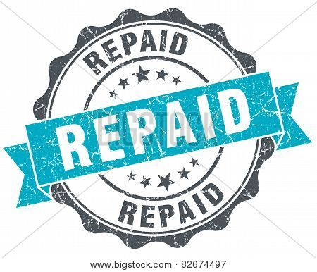 Repaid Vintage Turquoise Seal Isolated On White