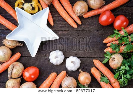 White dish and vegetables on the table