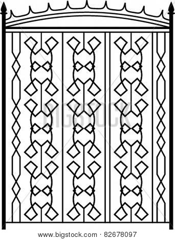 Wrought Iron Gate, Door, Fence, Window, Grill, Railing Design Vector Art