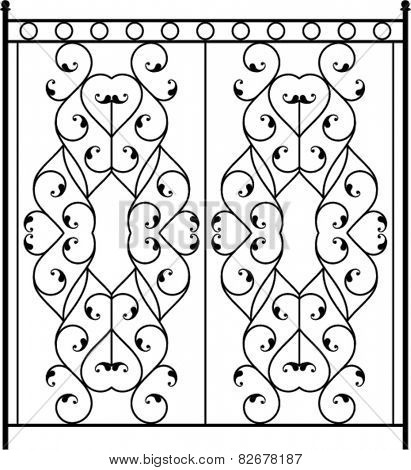 Wrought Iron Gate, Door, Fence, Window, Grill, Railing Design Vector Art