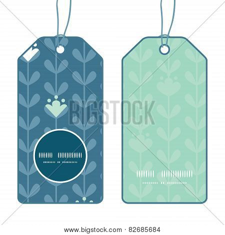Vector blloming vines stripes vertical round frame pattern tags set