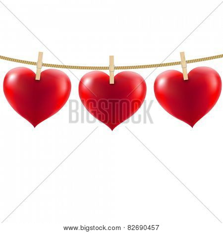 Heart With Clothespegs With Gradient Mesh, Vector Illustration