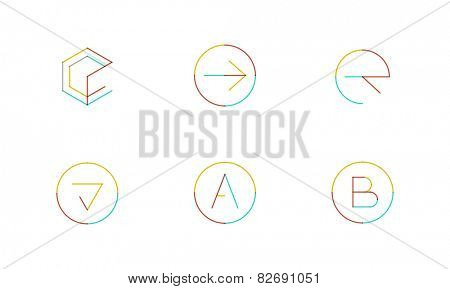 Logo set thin line clean style - business icons, branding emblems