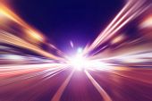 Abstract motion blurred image of night traffic in the city.