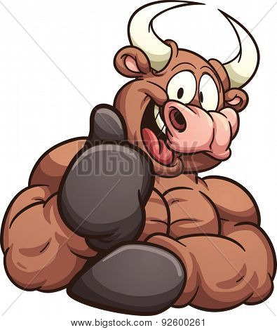 Cartoon bull. Vector clip art illustration with simple gradients. All in a single layer.