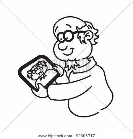 Professor with tablet