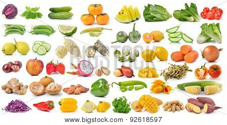 Set Of Fruit And Vegetable On White Background