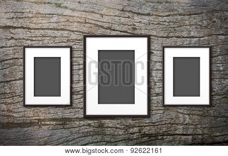 Blank Photo Frame On Old Wood Background