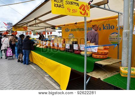 Rotterdam, Netherlands - May 9, 2015: Unidentified Sellers And Shoppers At The Street Market In Rott