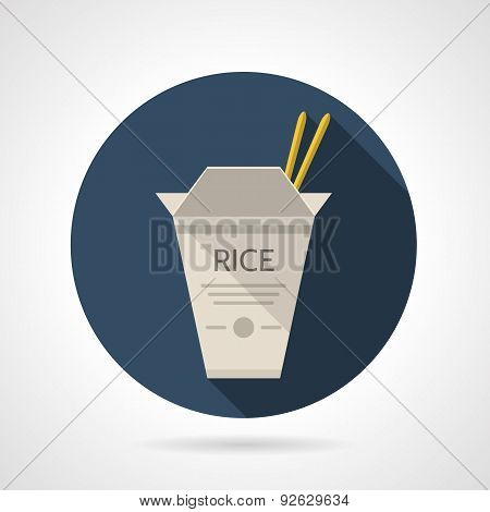 Rice box flat round vector icon