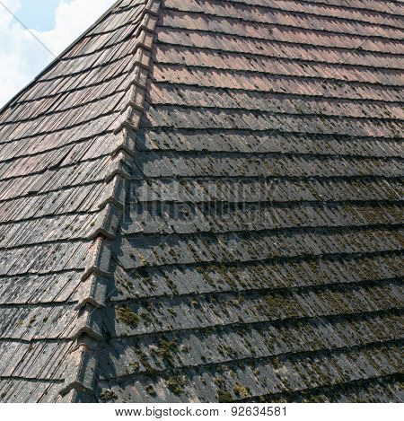 The Old Roof With Moss-grown Tiles