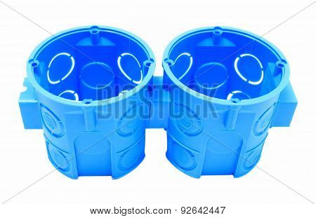 Blue Electrical Boxes On White Background