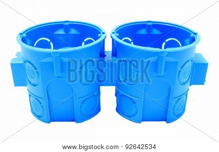 Blue Electrical Boxes On White Background