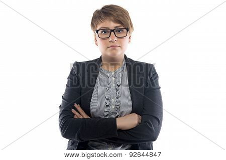 Image of pudgy business woman with short hair